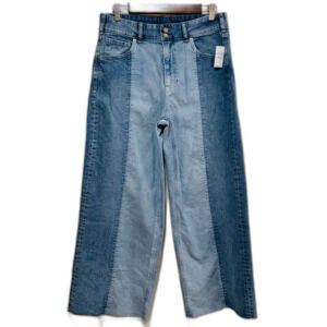 Gap High Rise Stride Ankle Two-Tone Denim Wide-Leg Jeans size 30